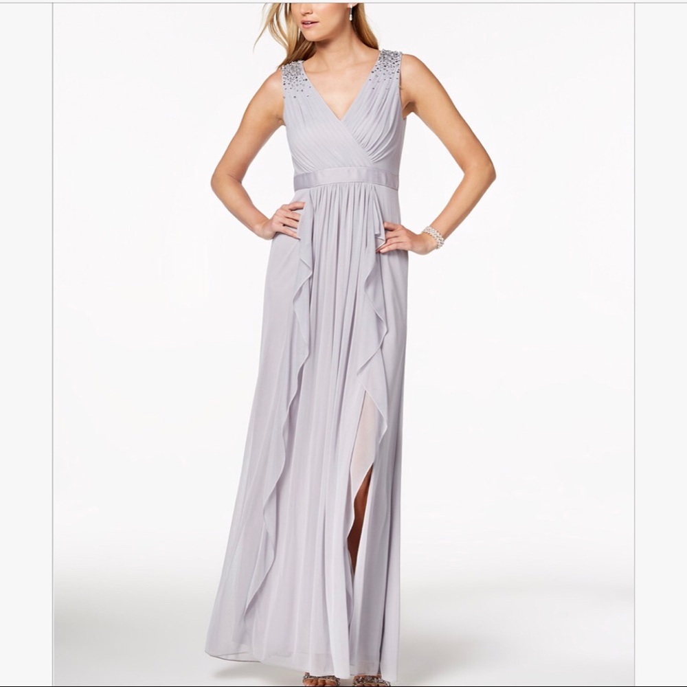 Adrianna Papell Embellished Draped Gown